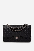 Pre-Owned Chanel Black 2016 Caviar Large Classic Double Flap Bag