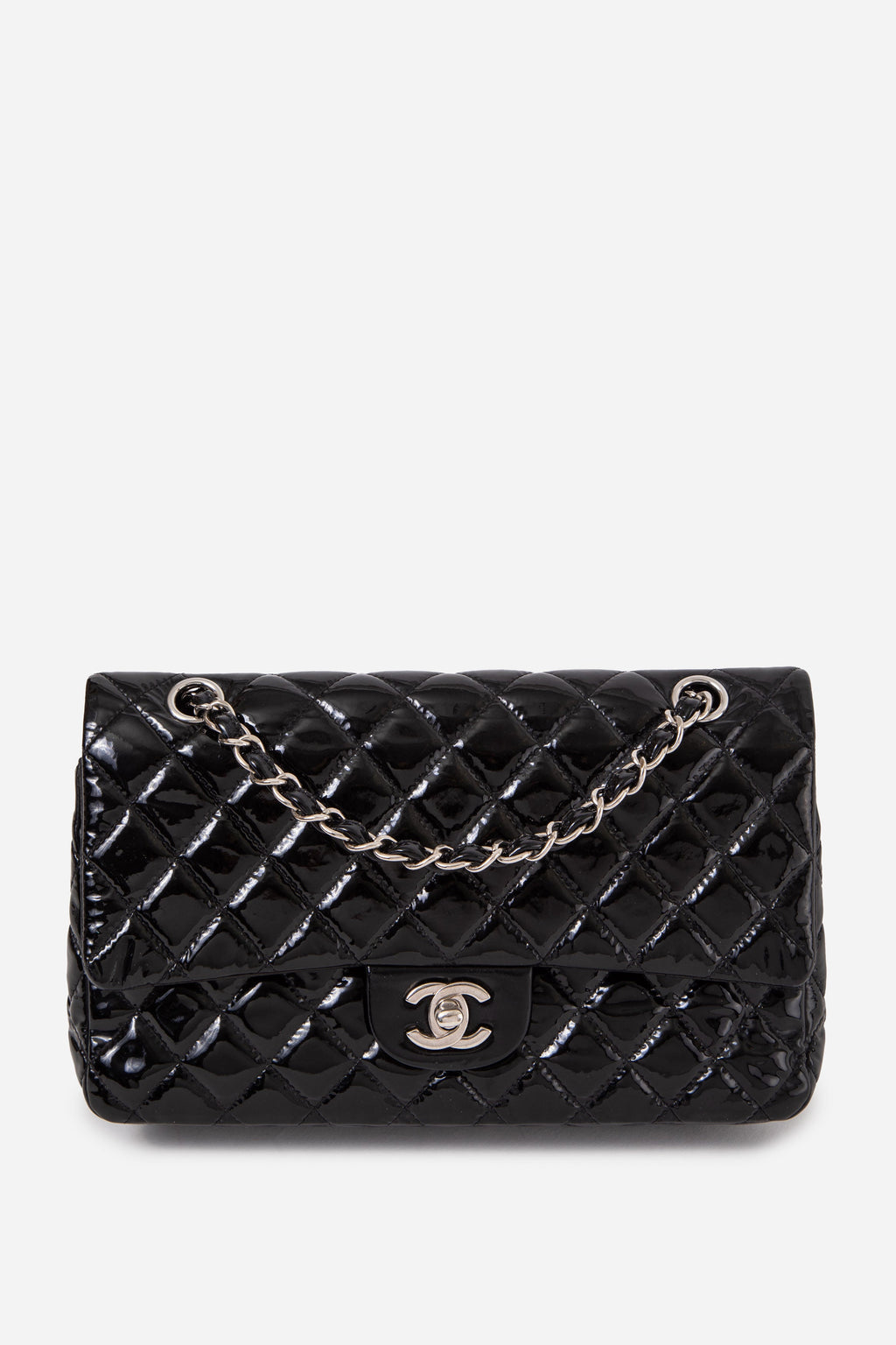 Pre-Owned Chanel Black Medium Patent Classic Double Flap Bag