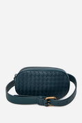 Bottega Veneta Blue Leather Small Intrecciato Belt Bag