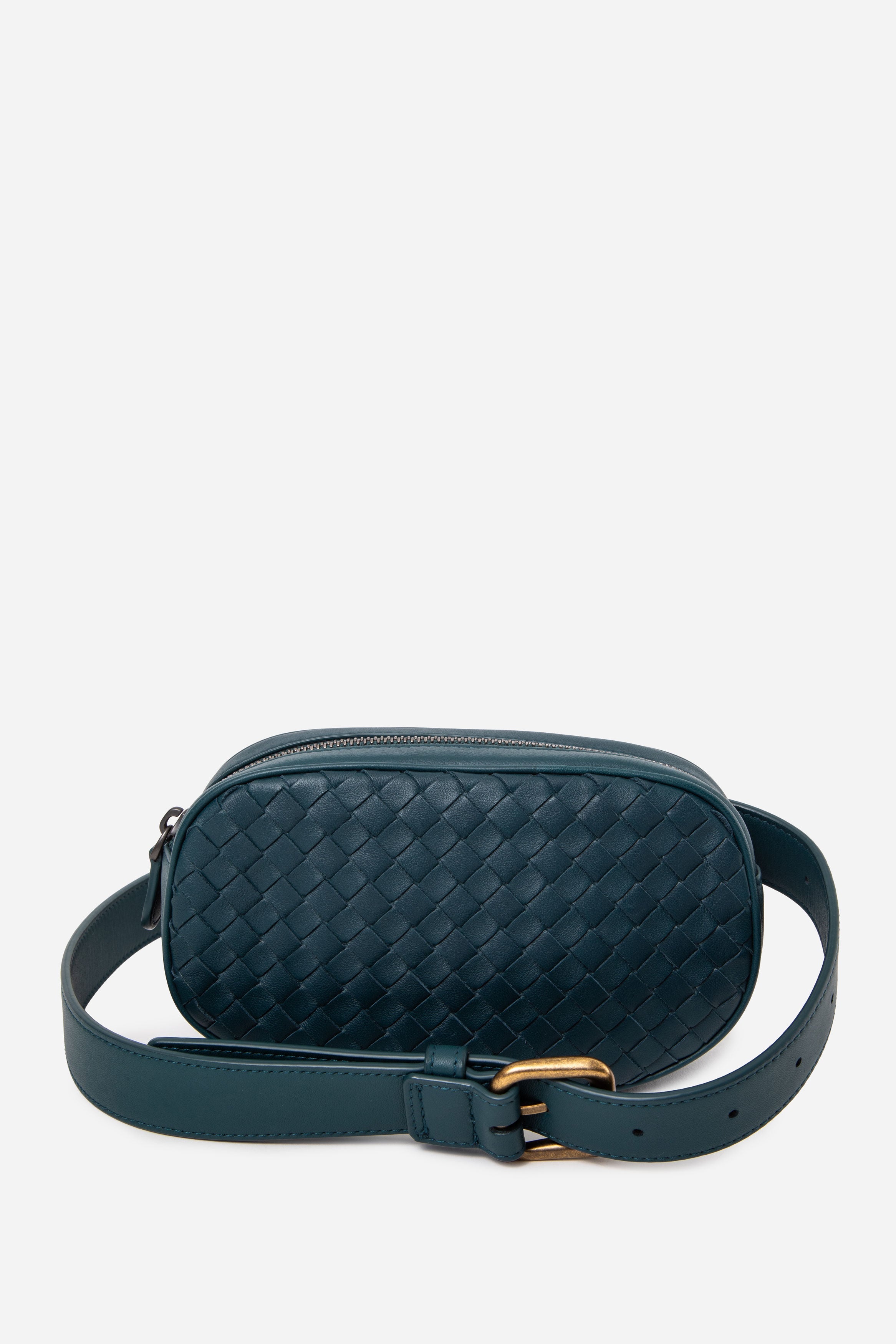 Bottega Veneta Blue Leather Small Intrecciato Belt Bag