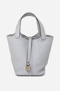 Hermès 2021 Blue Pale Clemence Leather Picotin 18 PM
