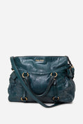 Miu Miu Large Vitello Lux Boston Calfskin Shoulder Bag Blue