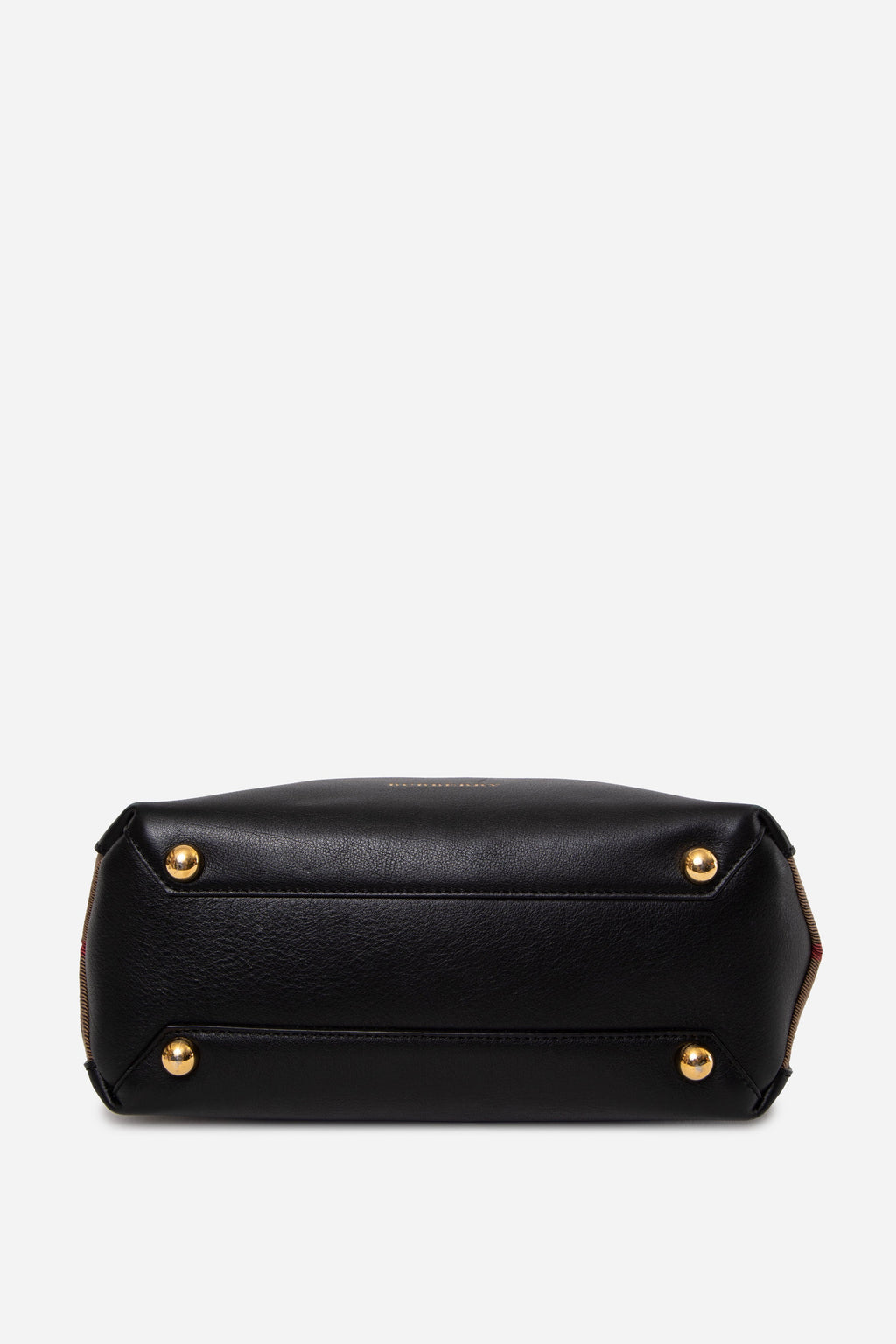 Burberry Black Calfskin/Canvas Small Banner Top Handle With Strap