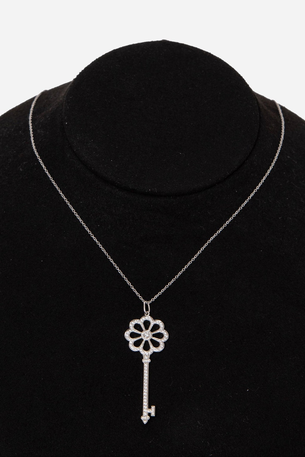 Tiffany & Co. Bloom Key Diamond Platinum Pendant With Platinum Chain Necklace