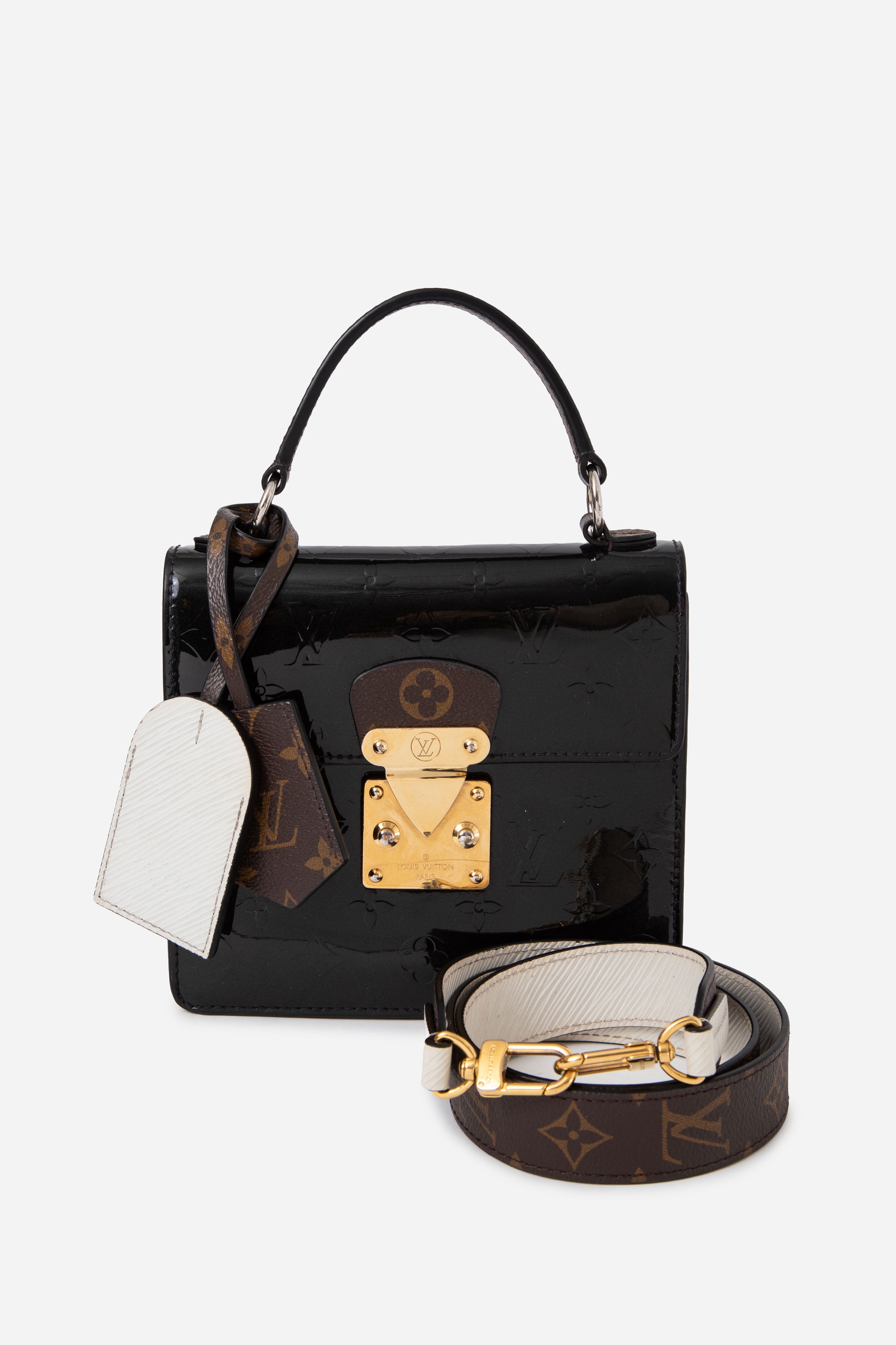 Louis Vuitton 2021 Black Vernis Spring Street Top Handle Bag With Strap