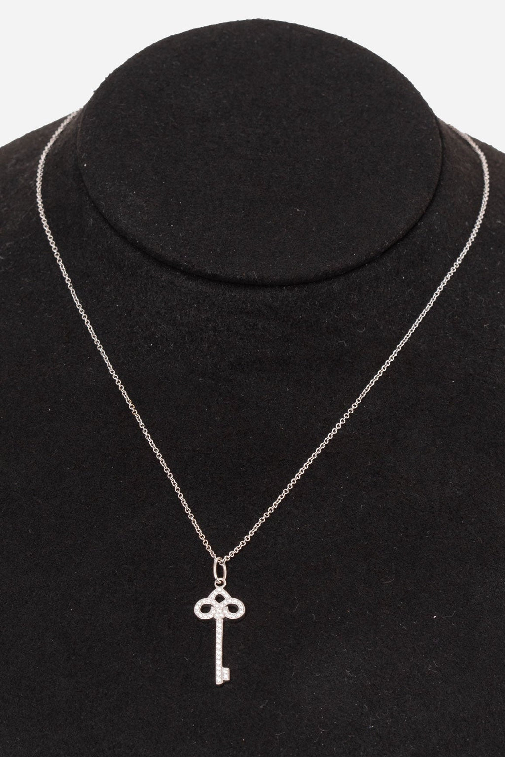 Tiffany & Co. Fleur de Lis Diamond Key AU750 White Gold With Chain
