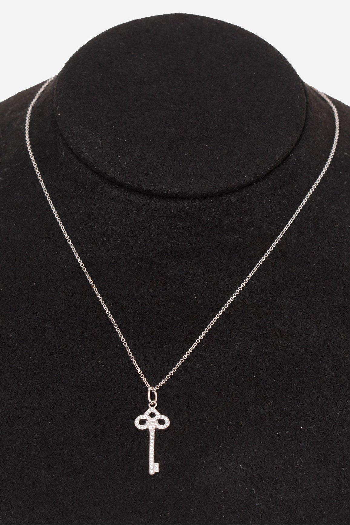Tiffany & Co. Fleur de Lis Diamond Key AU750 White Gold With Chain