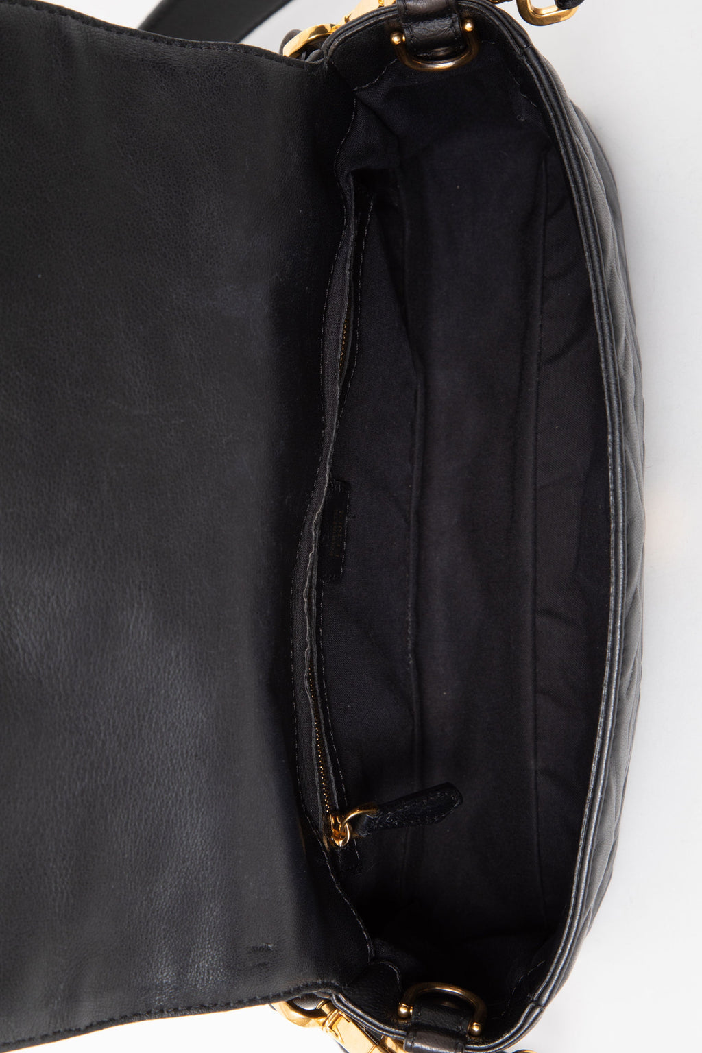 Fendi Black Nappa FF Embossed Large Baguette