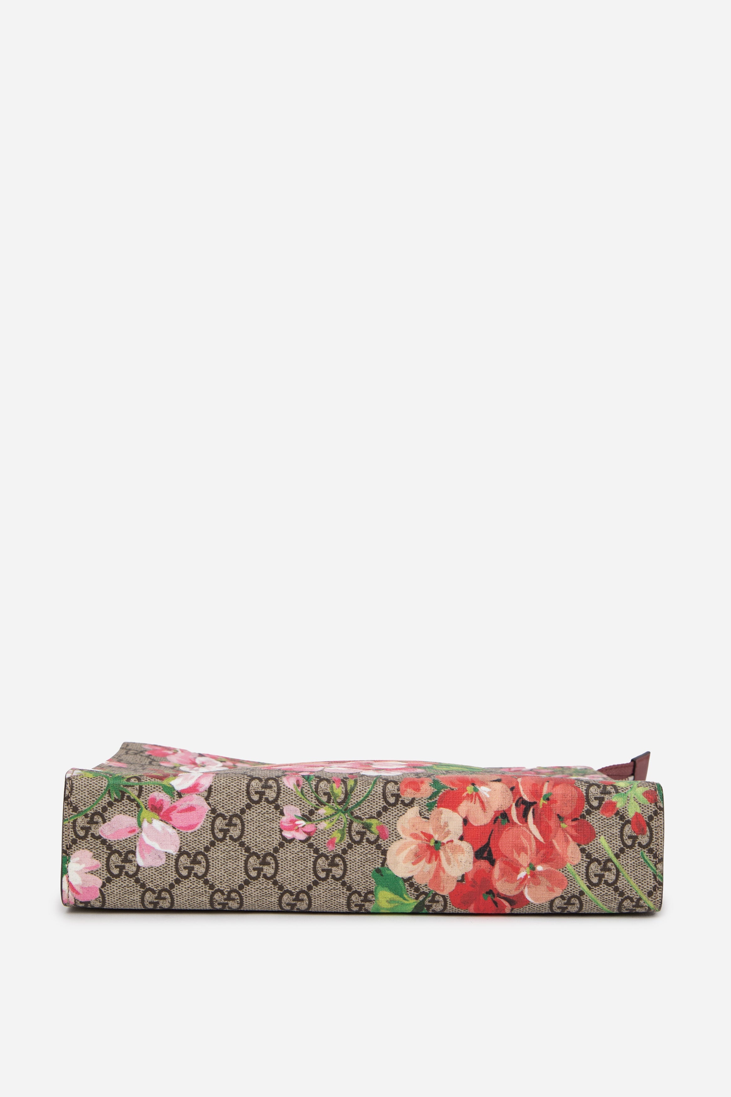 Gucci Multicolor GG Supreme Blooms Printed Canvas and Leather Pouch