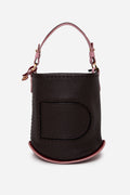 Delvaux Black/Purple Calfskin Leather Pin Mini Bucket Bag