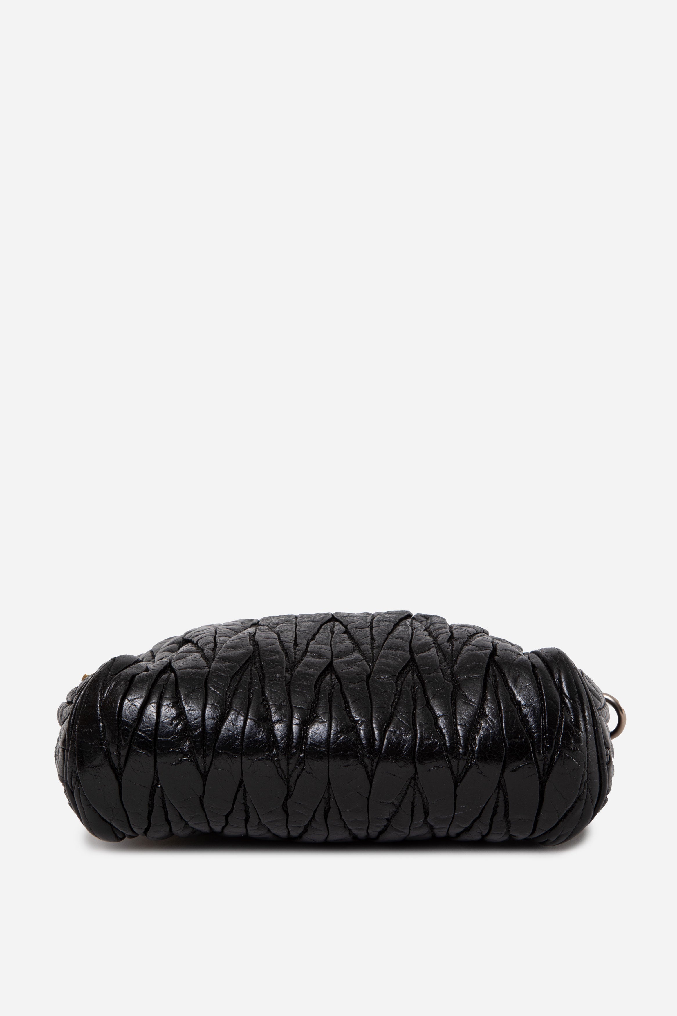 Miu Miu Black Leather Matelasse Shoulder Bag
