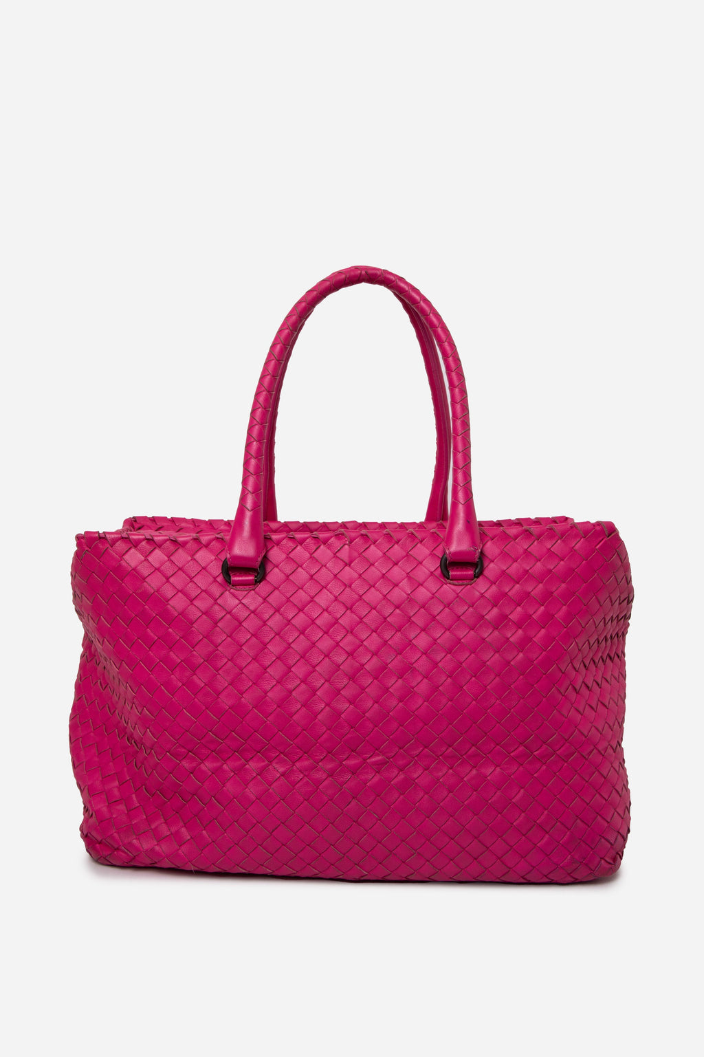 Bottega Veneta Leather Intrecciato Tote Bag Pink