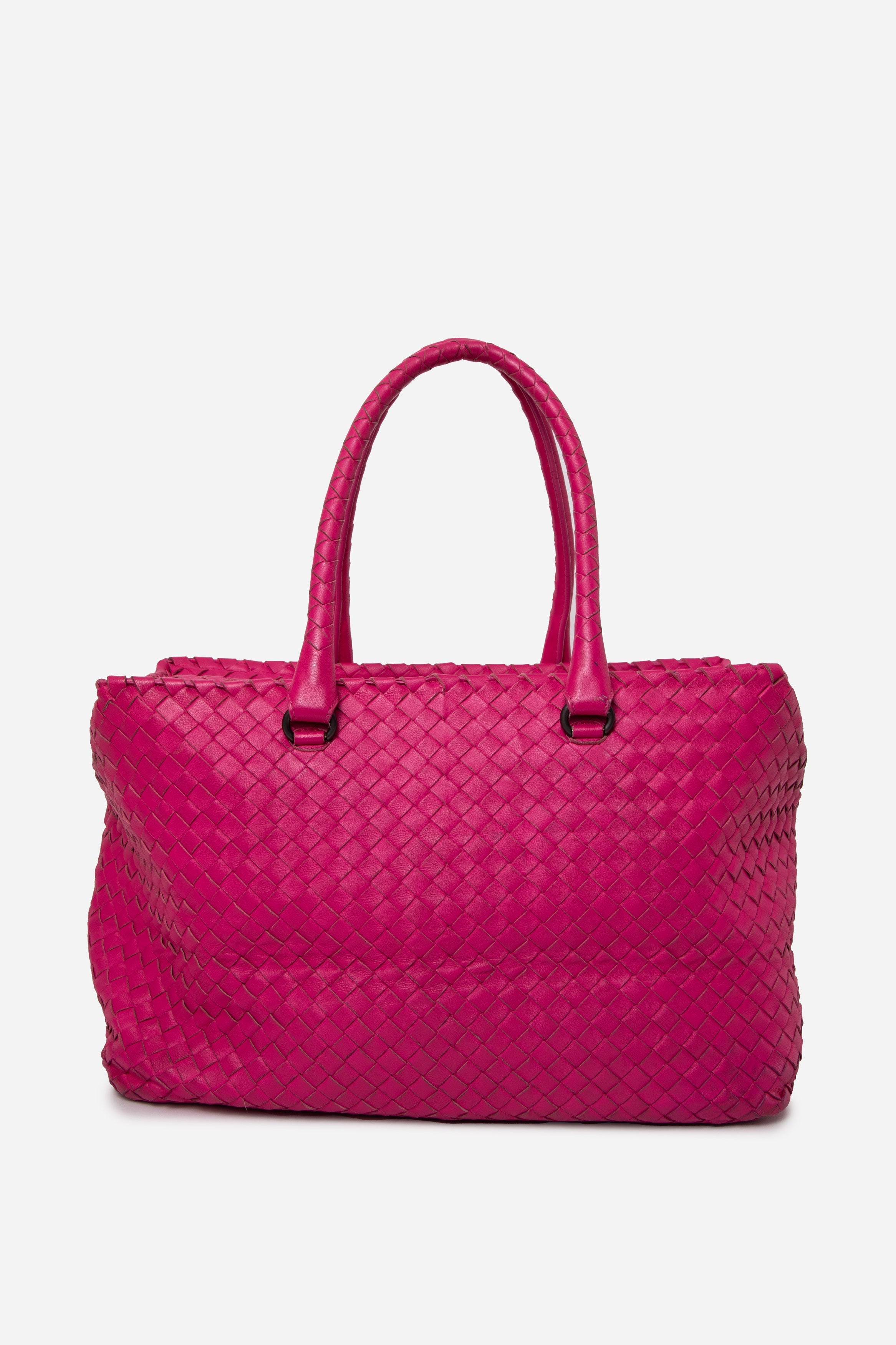 Bottega Veneta Leather Intrecciato Tote Bag Pink