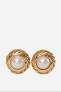 Christian Dior Faux Pearl Button Earrings Clip-On