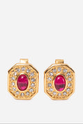 Dior Red Rhinestone Earrings Clip-on