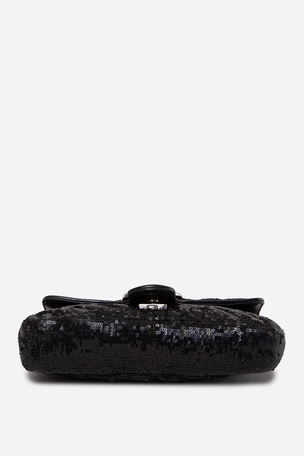 Gucci Black Small Sequin Matelasse Diagonal GG Marmont Shoulder Bag