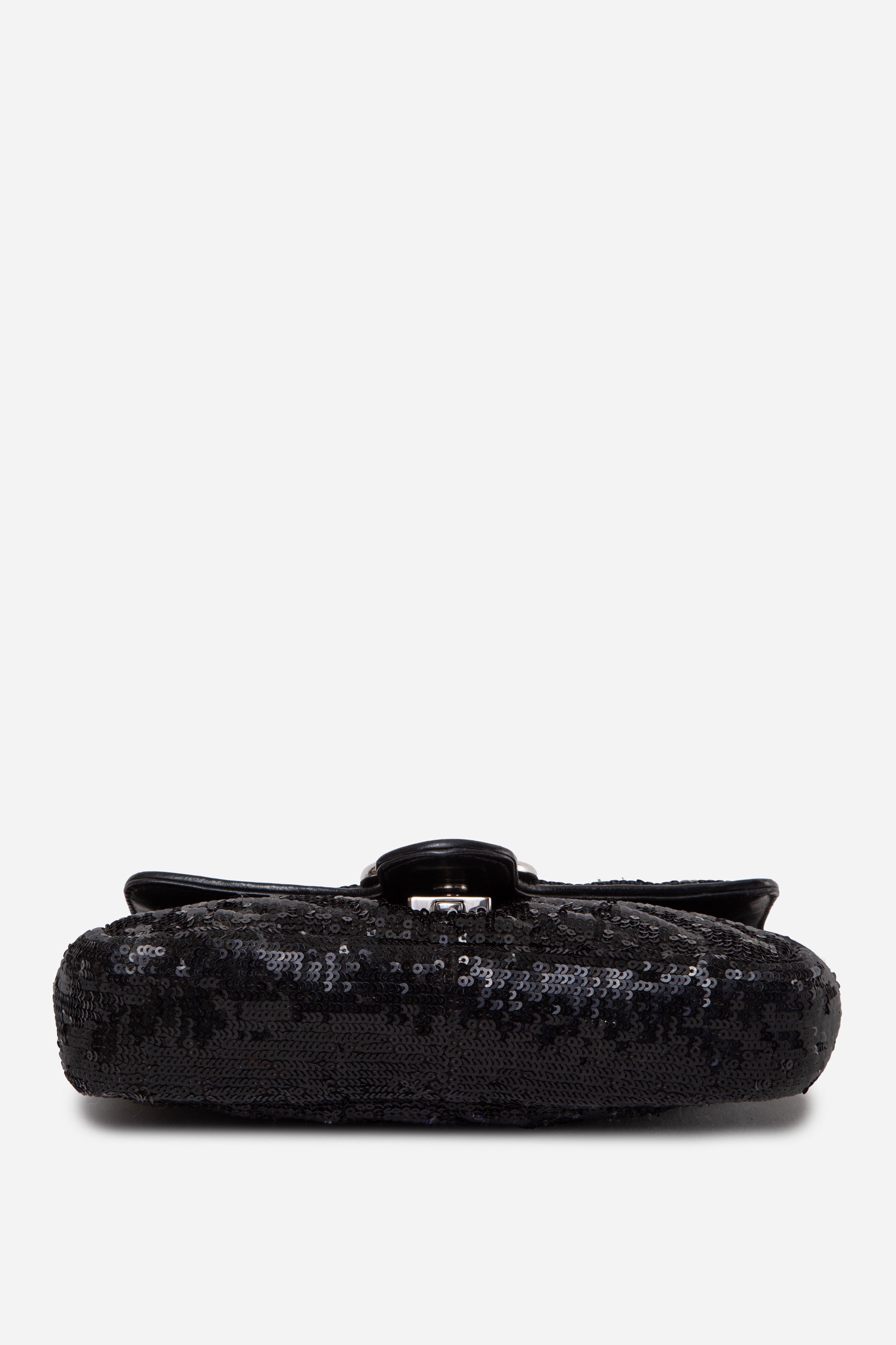 Gucci Black Small Sequin Matelasse Diagonal GG Marmont Shoulder Bag