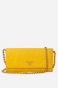 Prada Yellow Calfskin Wallet On Chain