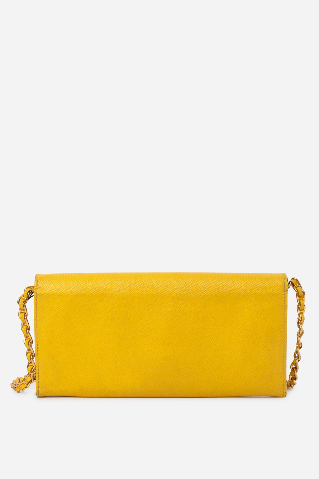 Prada Yellow Calfskin Wallet On Chain