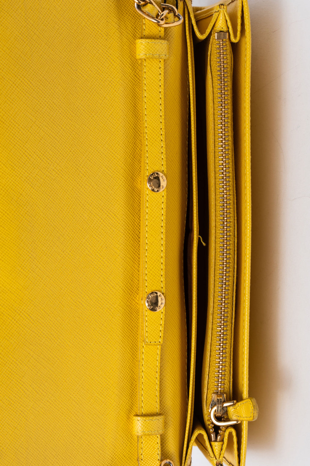 Prada Yellow Calfskin Wallet On Chain