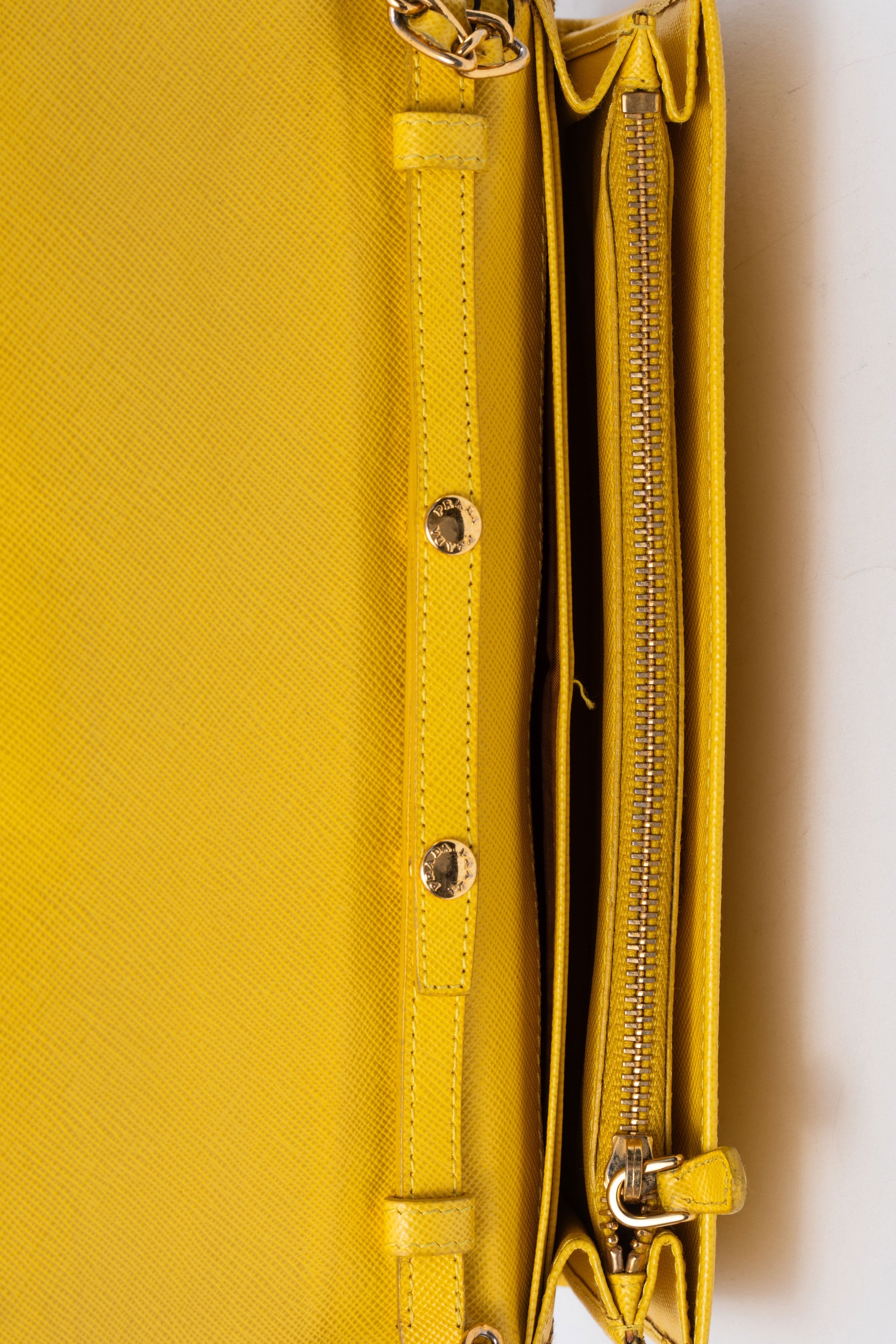 Prada Yellow Calfskin Wallet On Chain