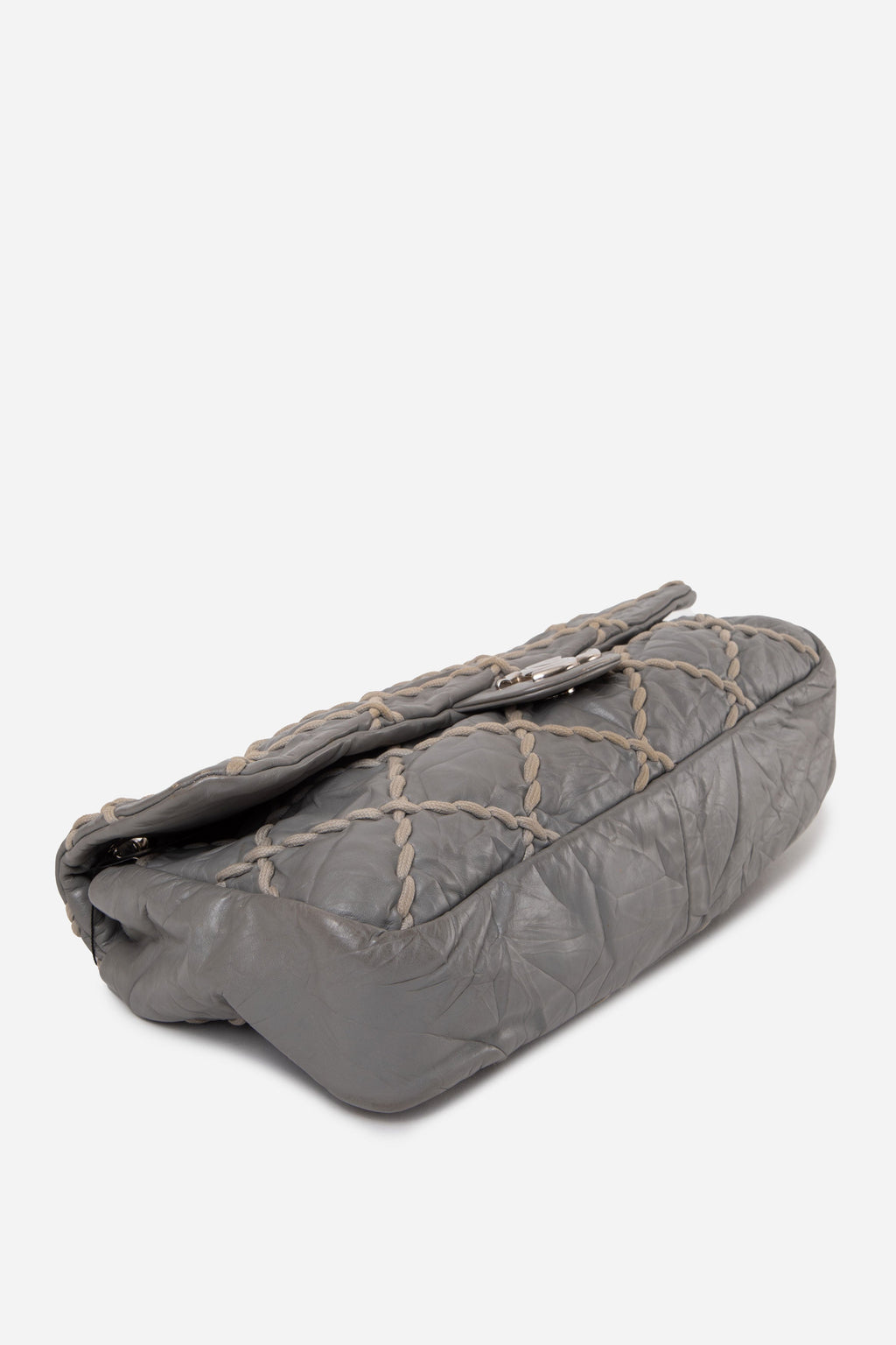 Pre-Owned Chanel 2010 Grey Calfskin Ultra Stitch Oversized Flap