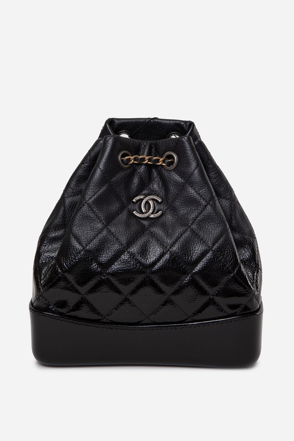 Pre-Owned Chanel 2019 Black Calfskin Quilted Small Gabrielle Backpack