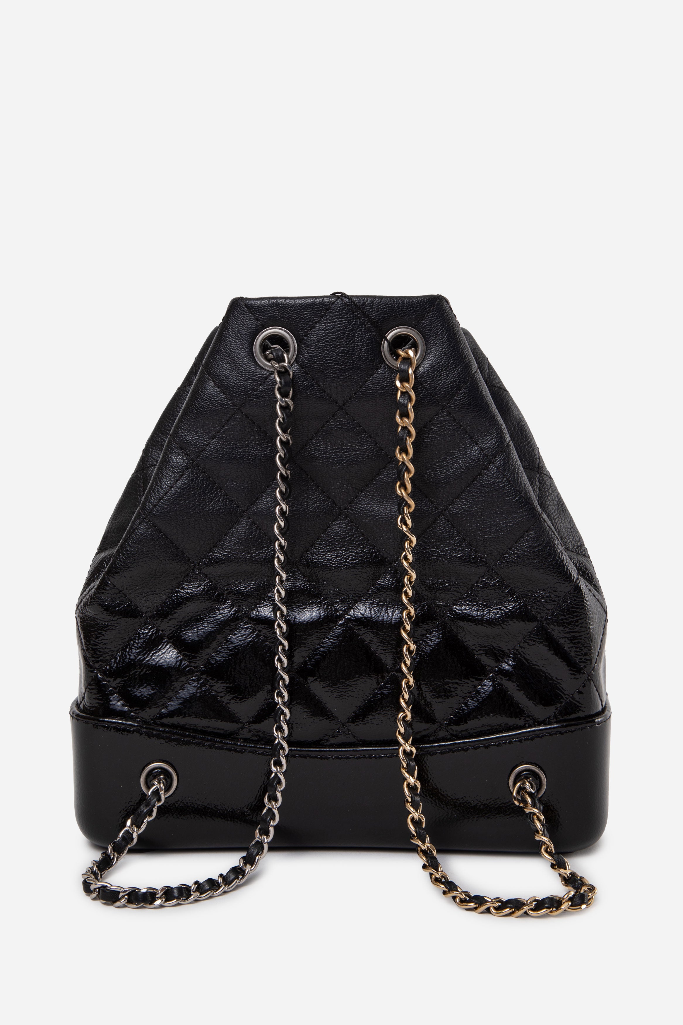 Pre-Owned Chanel 2019 Black Calfskin Quilted Small Gabrielle Backpack
