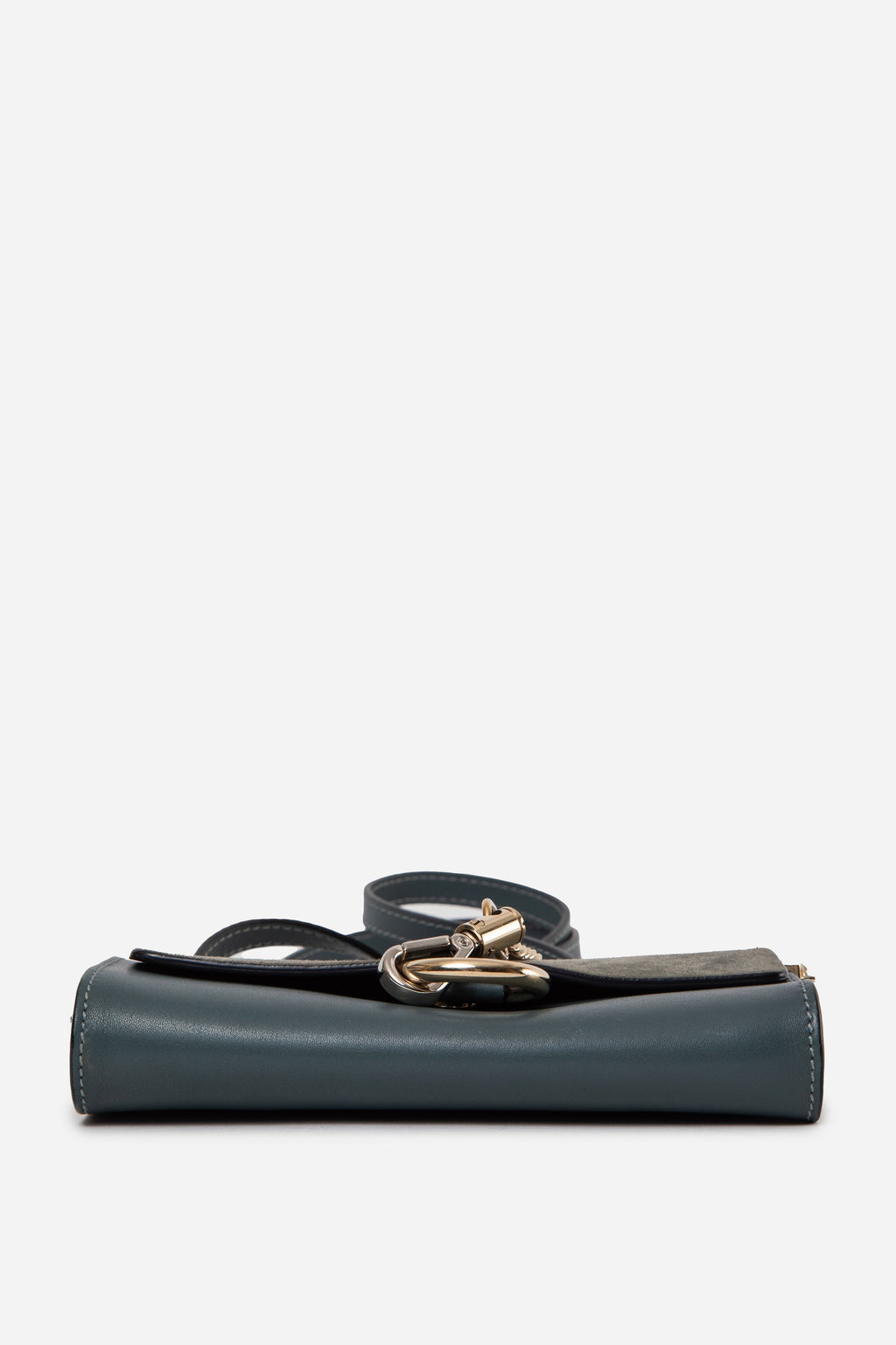 Chloe Blue Leather/Suede Mini Faye Crossbody