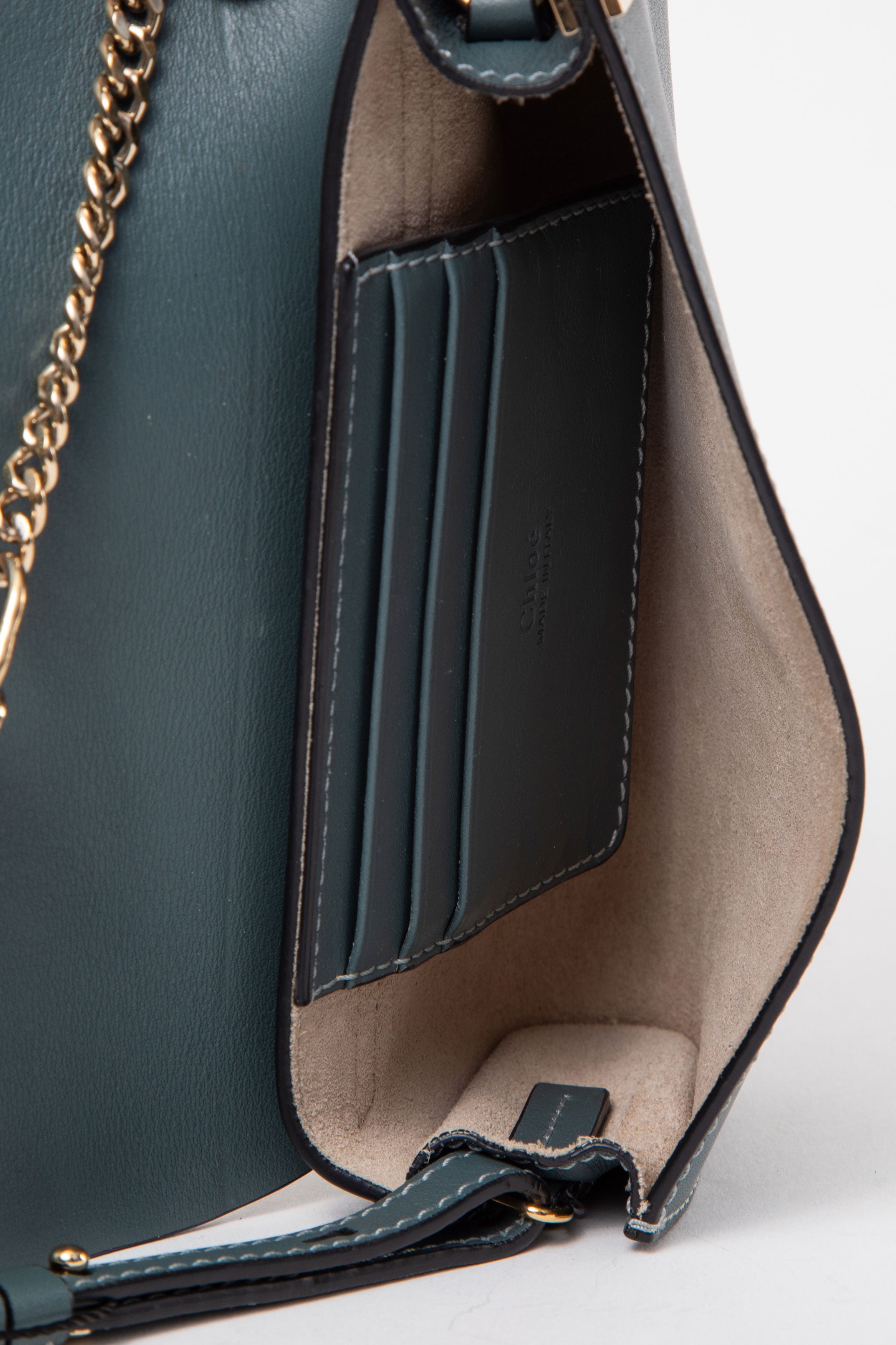 Chloe Blue Leather/Suede Mini Faye Crossbody