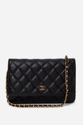 Pre-Owned Chanel Black 2019 Caviar Wallet On Chain