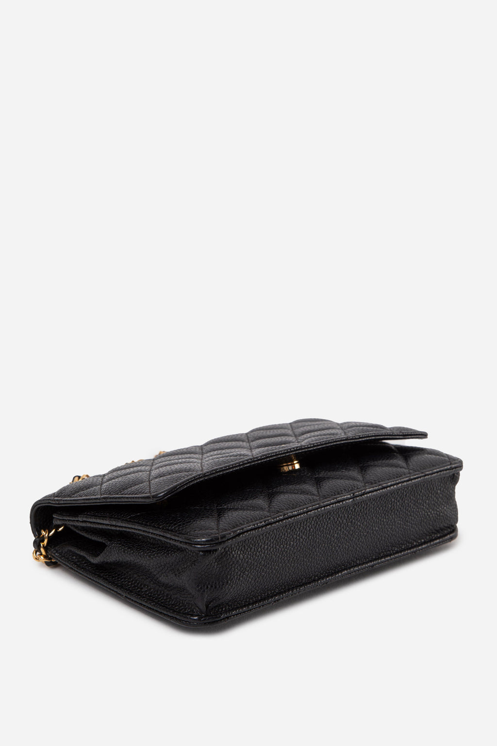 Pre-Owned Chanel Black 2019 Caviar Wallet On Chain