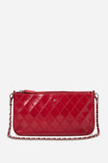 Pre-Owned Chanel 2010 Red Quilted Pochette Chain Shoulder Bag