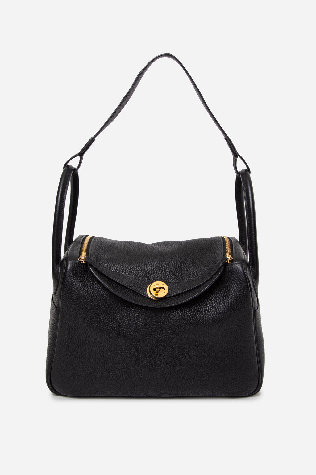 Hermes 2018 Lindy30 Taurillon Clemence Shoulder Bag Black
