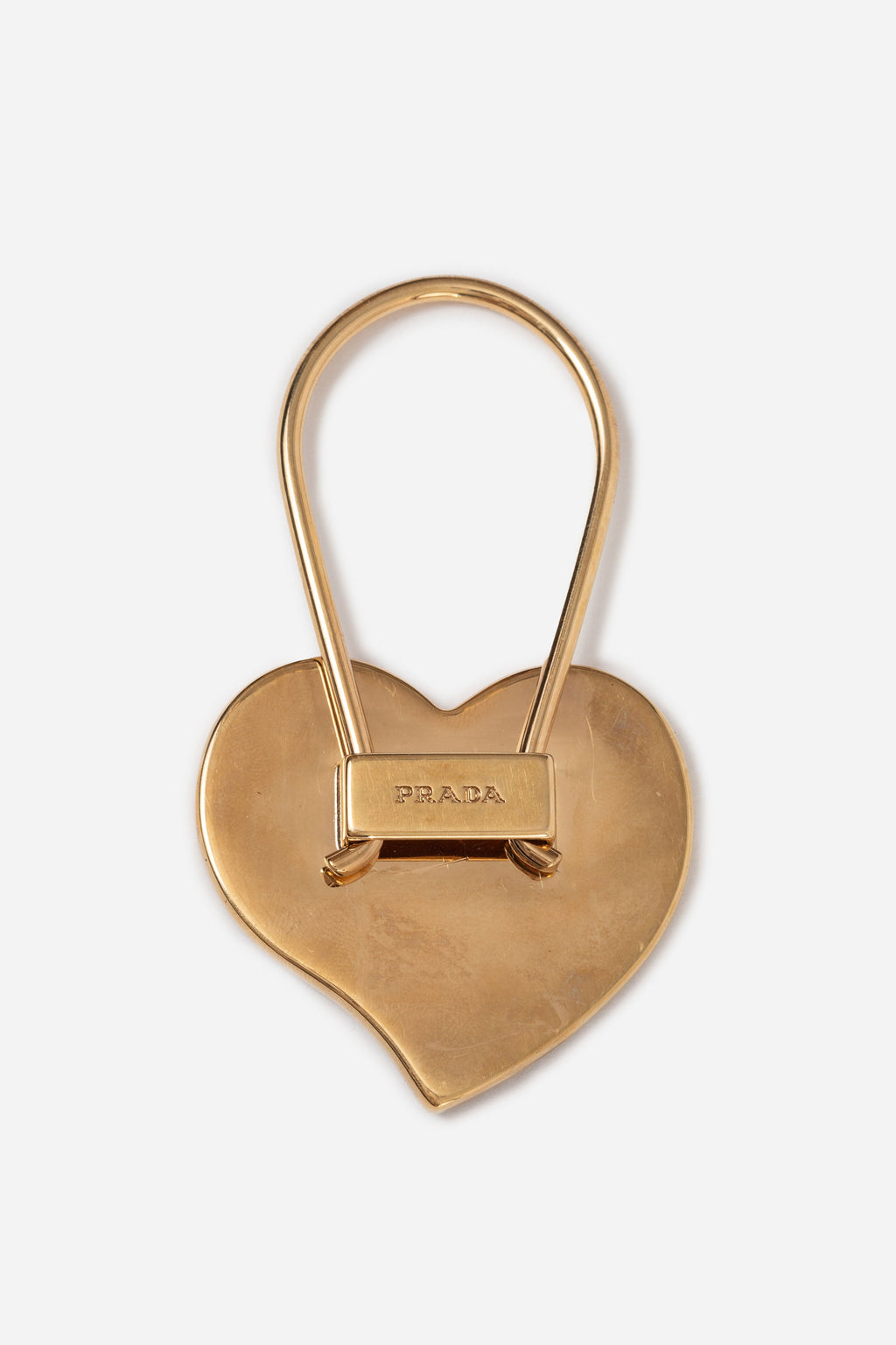 Prada Saffiano Leather Black Heart Logo Keyring