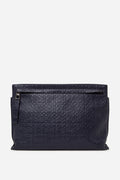Loewe Navy Calfskin Embossed Repeat T Pouch