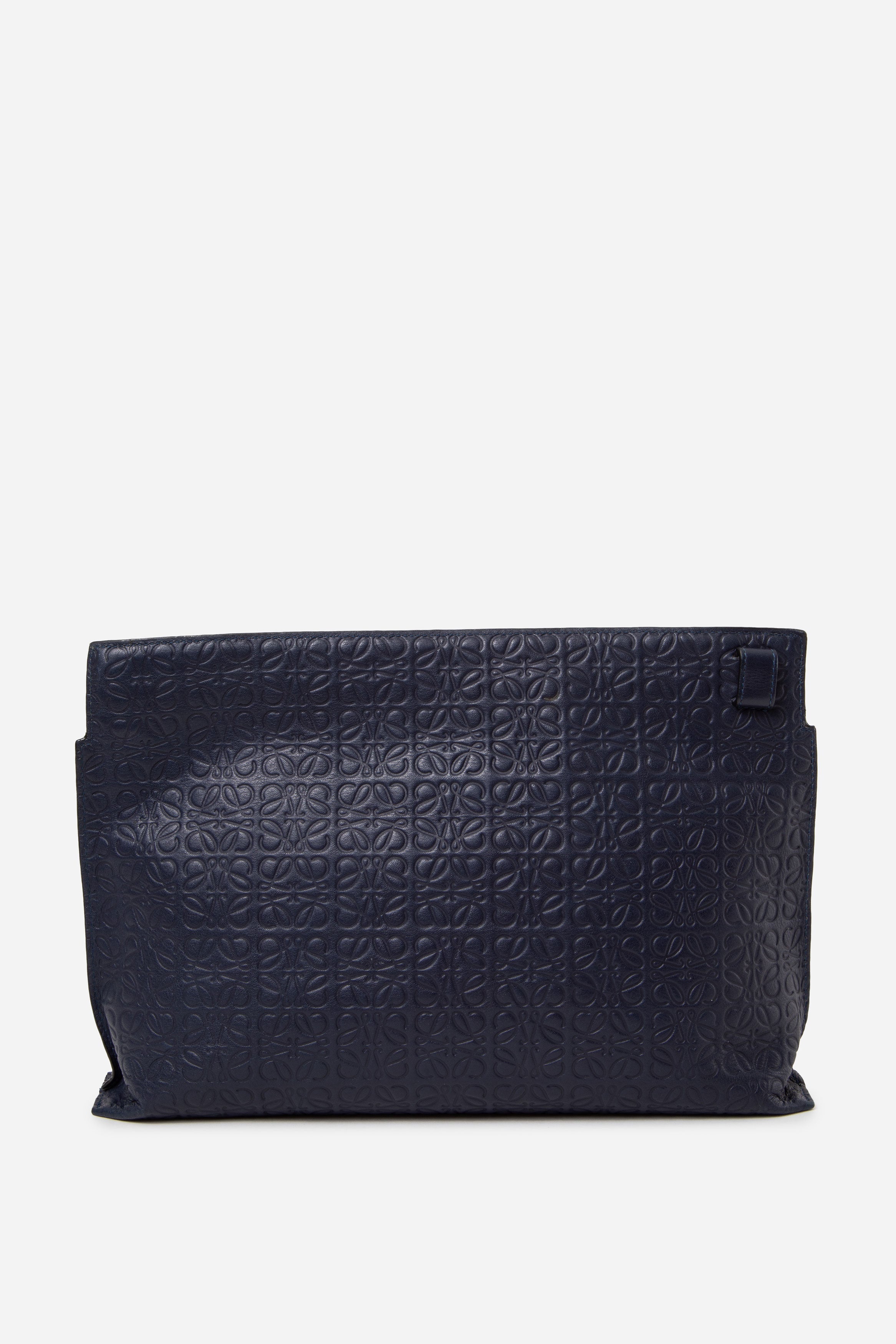 Loewe Navy Calfskin Embossed Repeat T Pouch