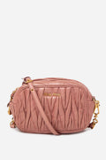 Miu Miu Pink Leather Matelasse Camera Crossbody Bag