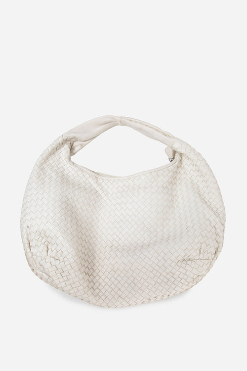 Bottega Veneta Cream Nappa Intrecciato Medium Veneta Hobo