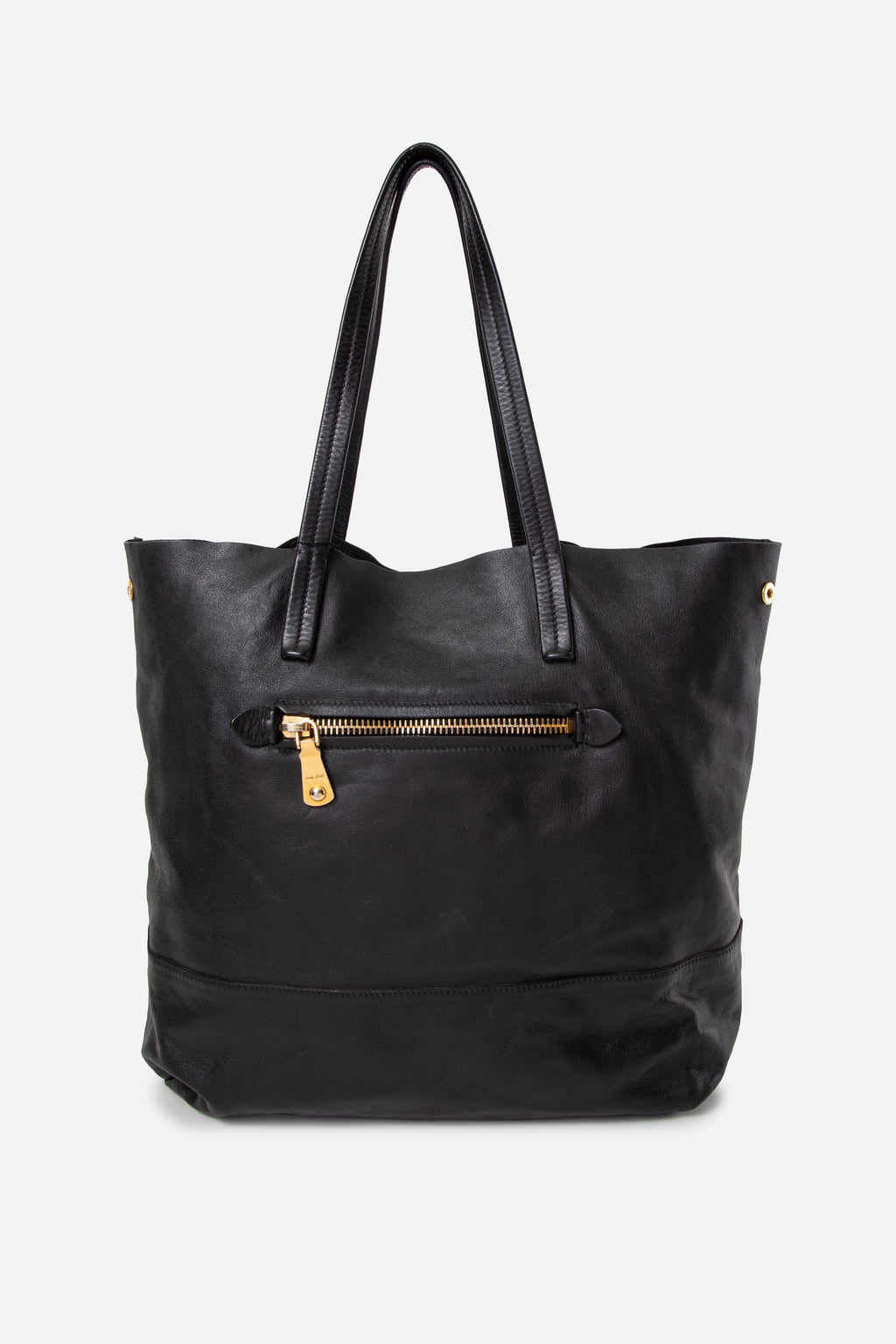 Miu Miu Black Vitello Soft Shopping Tote Bag