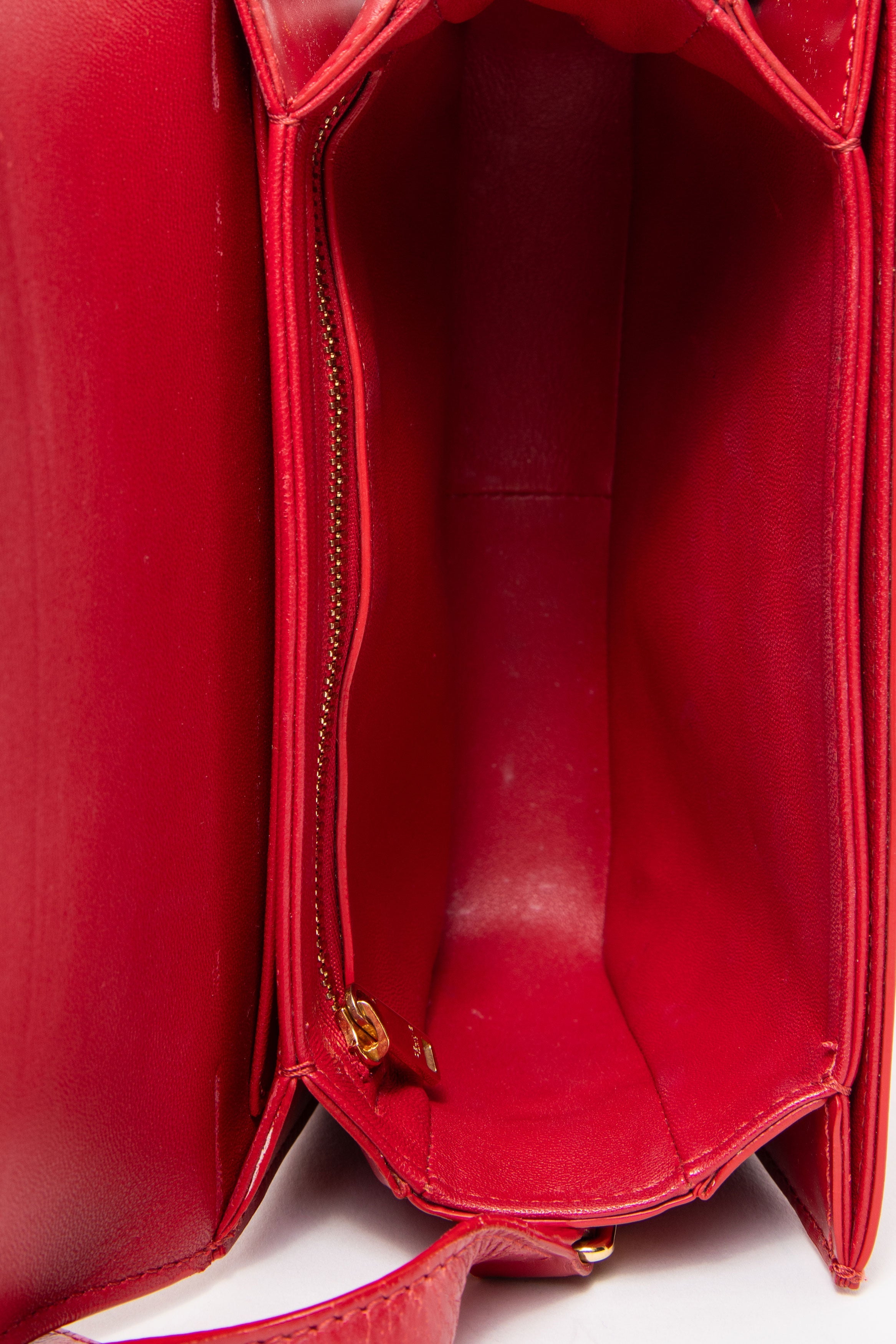 Celine 2019 Red Calfskin Teen Triomphe Shoulder Bag