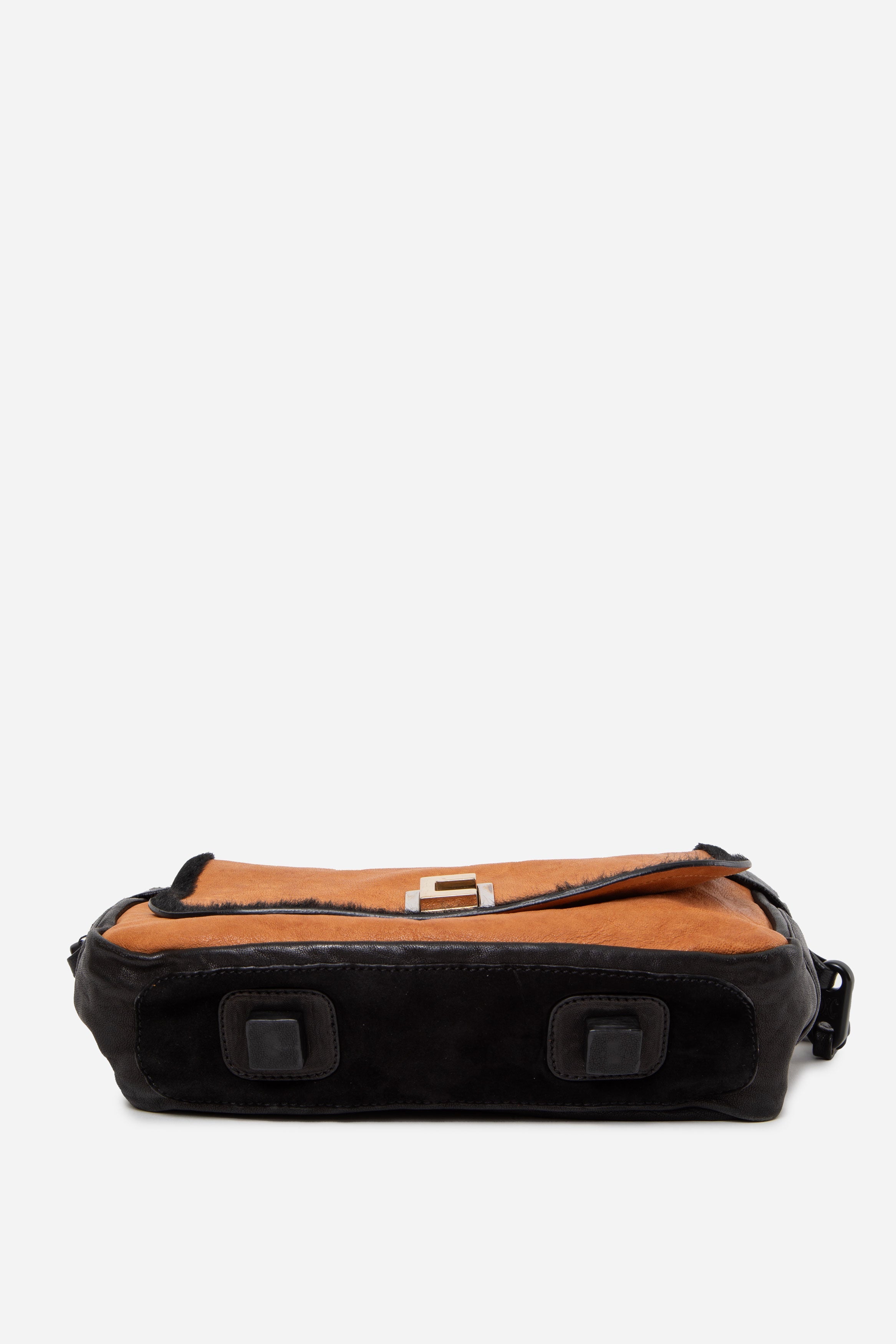 Celine Suede/Leather Flap Shoulder Bag Brown/Black