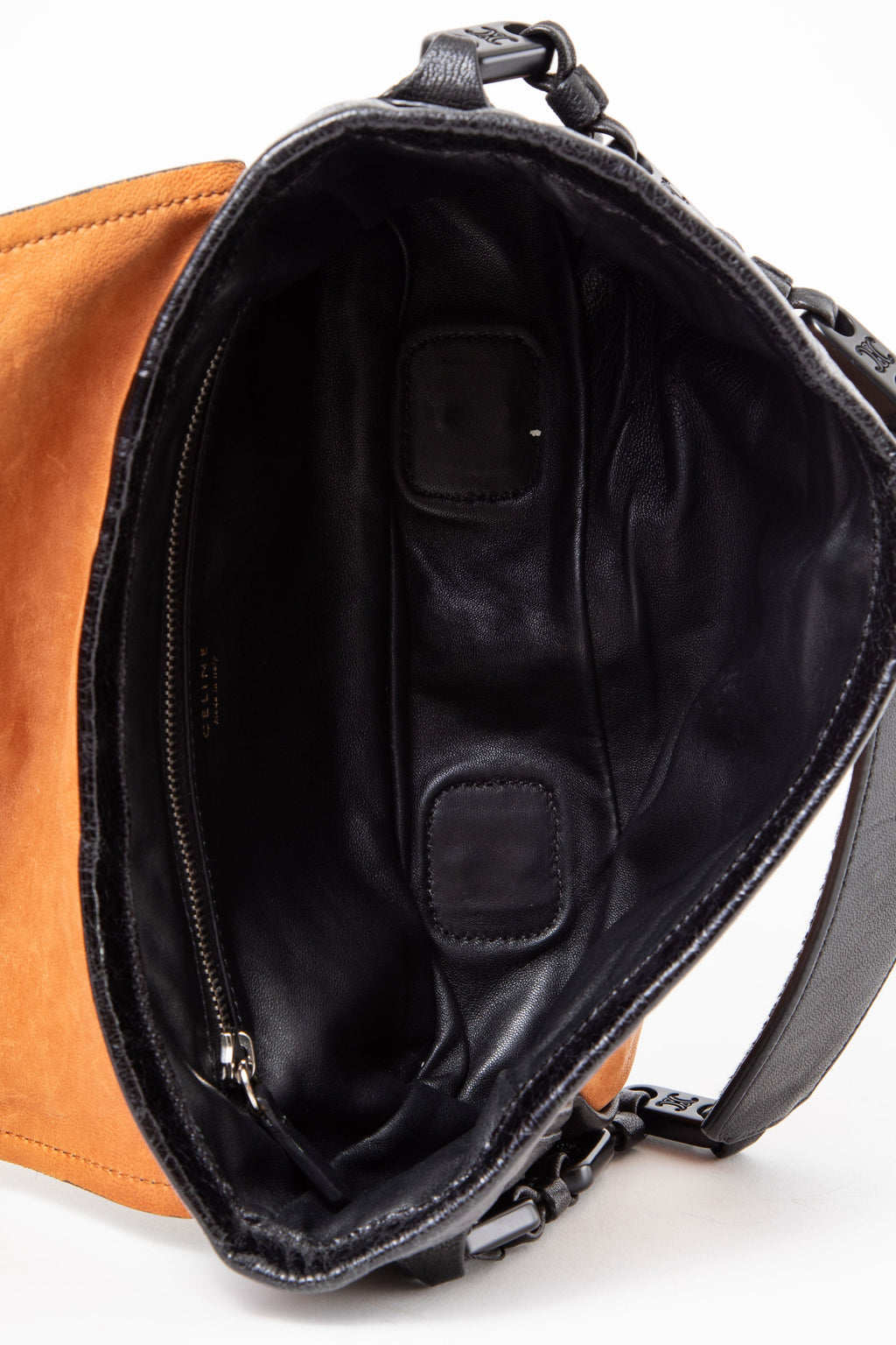 Celine Suede/Leather Flap Shoulder Bag Brown/Black