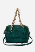 Burberry Green Suede Fringe Mini Chain Bag With Strap