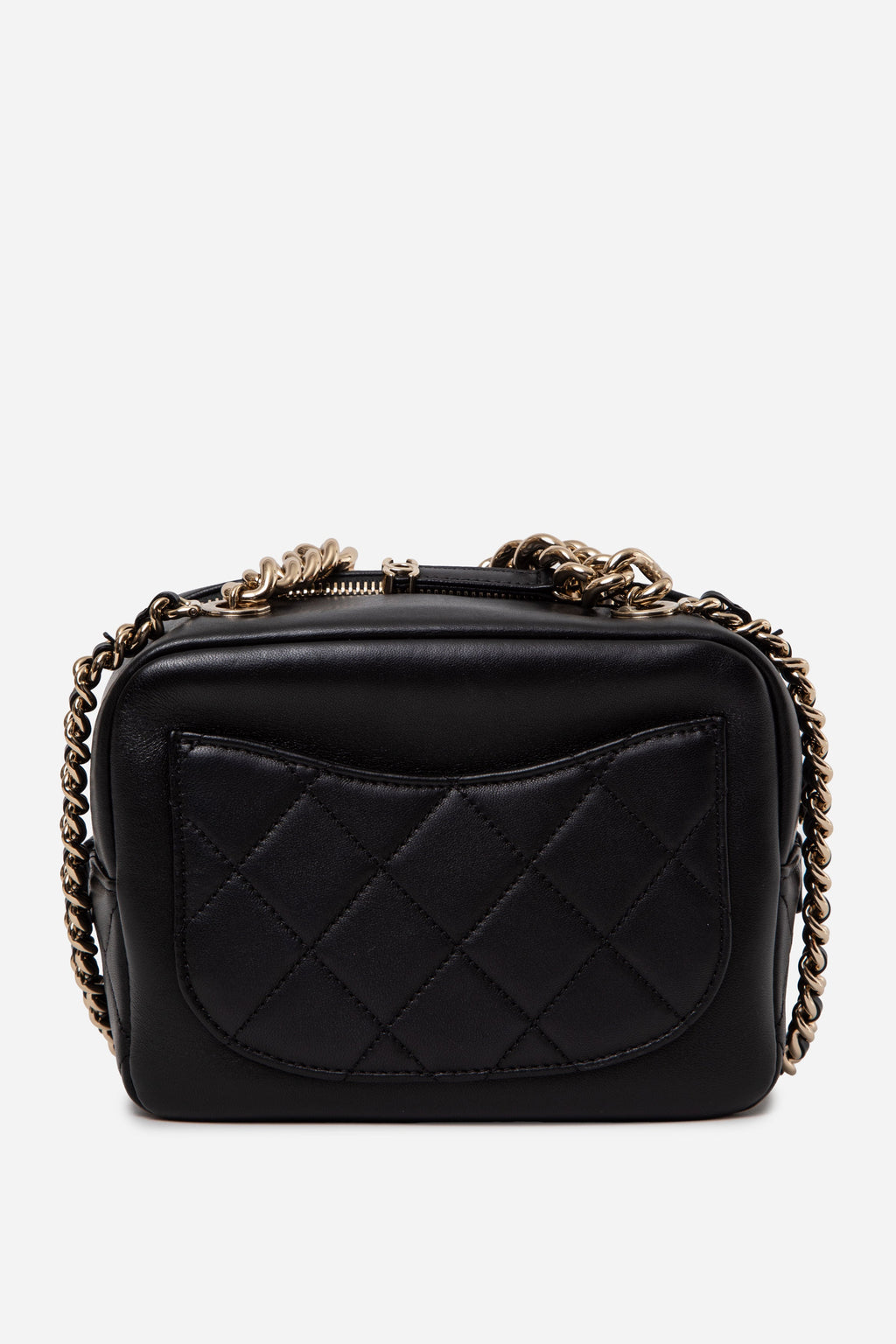 Pre-Owned Chanel Lambskin Quilted Studded Beauty Begins Bag Black