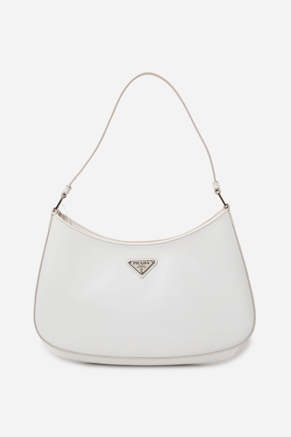 Prada Large Spazzolato Cleo Shoulder Bag White