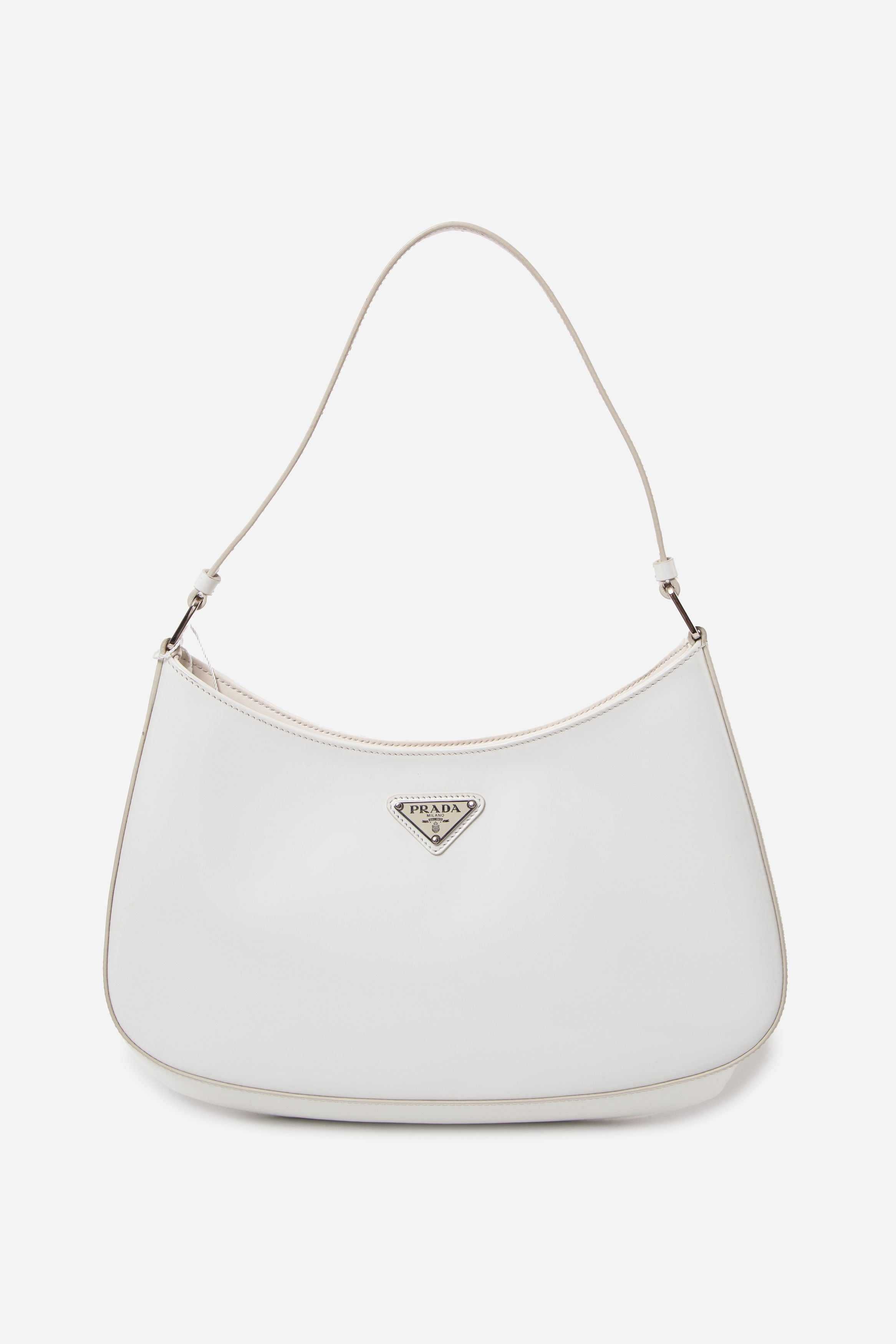 Prada Large Spazzolato Cleo Shoulder Bag White