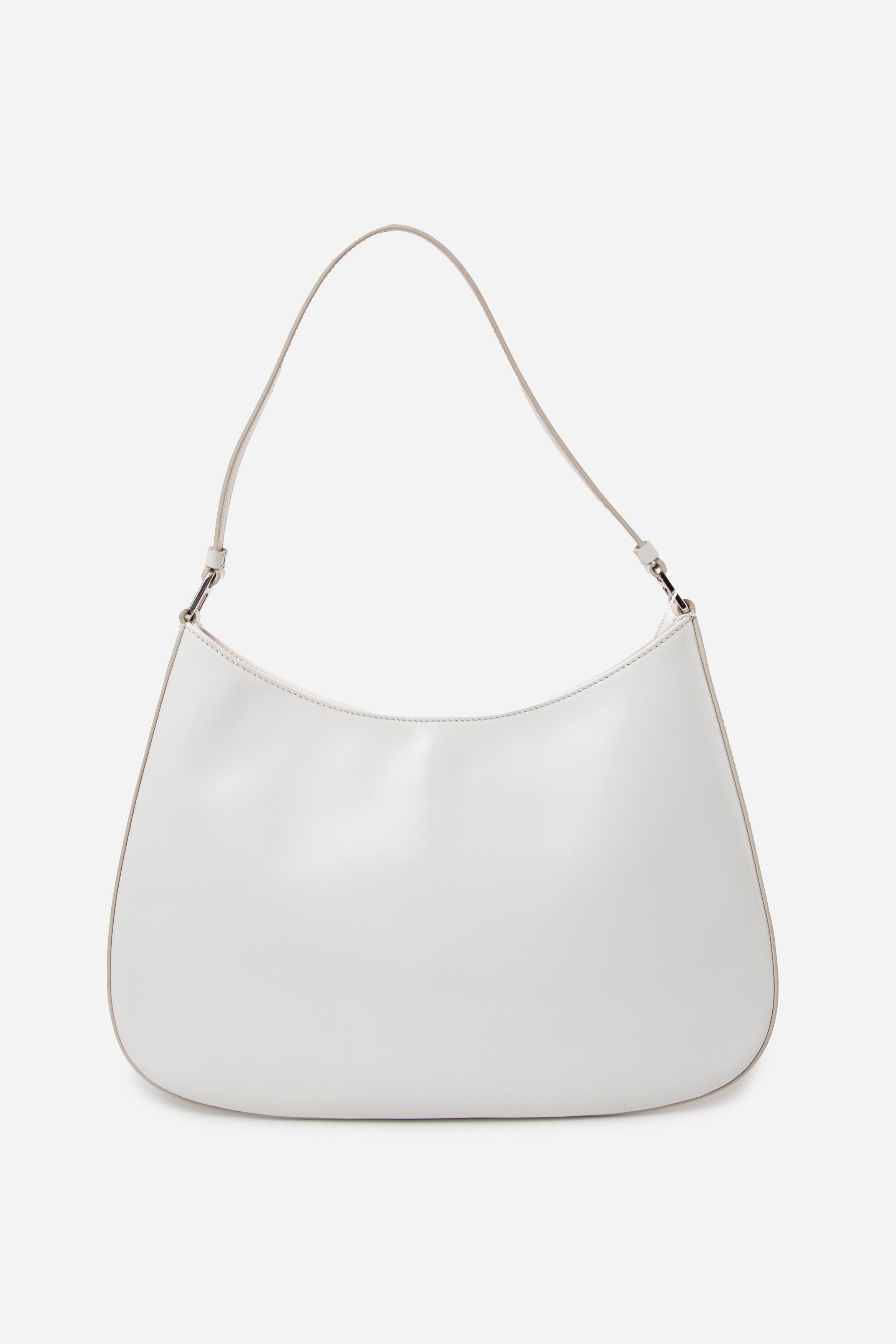 Prada Large Spazzolato Cleo Shoulder Bag White