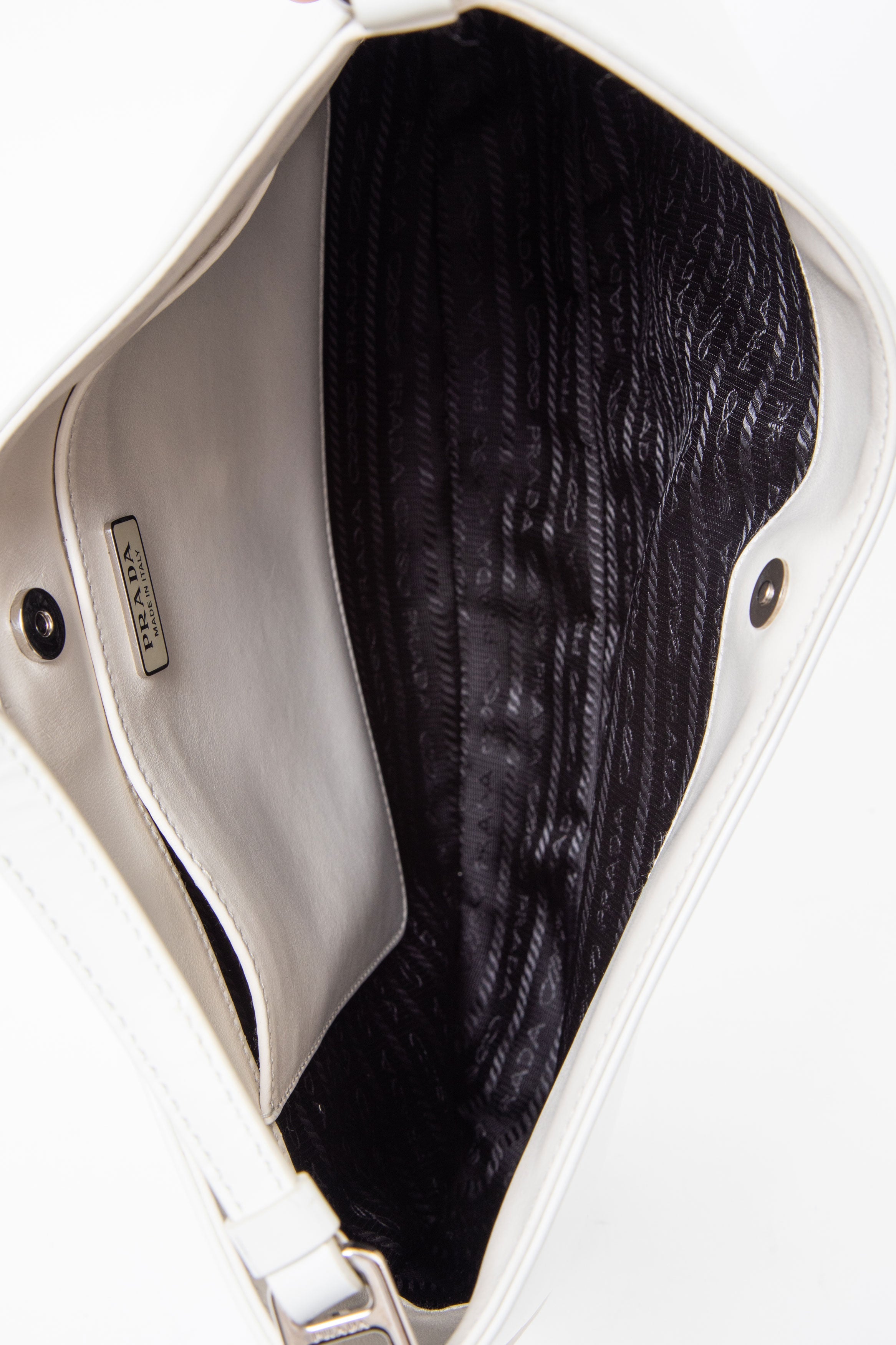 Prada Large Spazzolato Cleo Shoulder Bag White