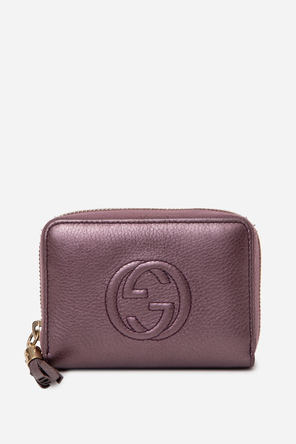 Gucci Vitello Range Soho Compact Disco Zip Around Wallet Purple
